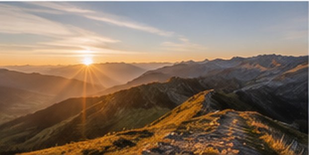 Sonnenaufgang über den Bergkämmen
