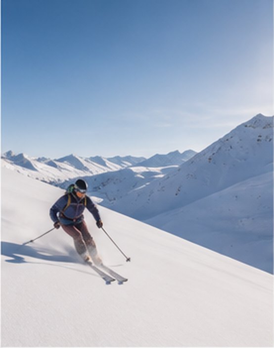 Skifahrerin auf sonniger Piste